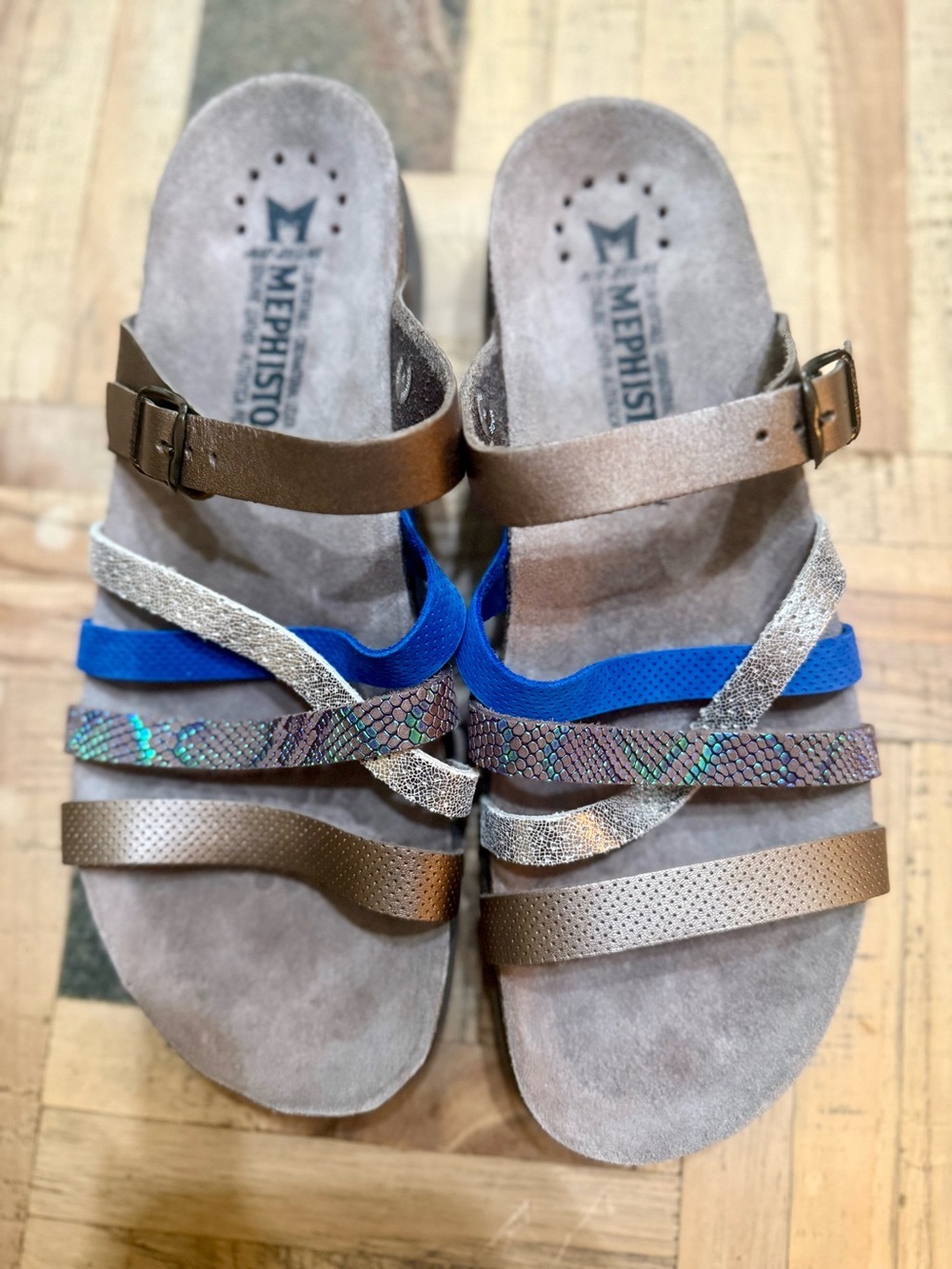 Mephisto Huleda Cork Footbed Multi-Strap Sandals – Size US 11.5/EU 42